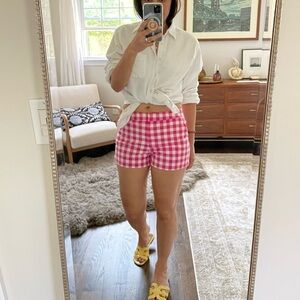 Boden Picnic Plaid Shorty Shorts